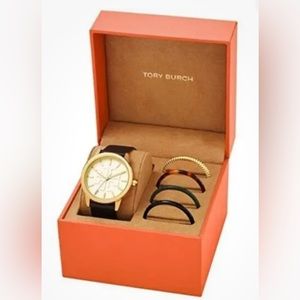 NWT TORY BURCH TBW2018 Gigi Leather Strap Five Interchangeable Rings Gift Set
